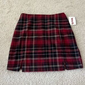 NWT Red Plaid Skirt